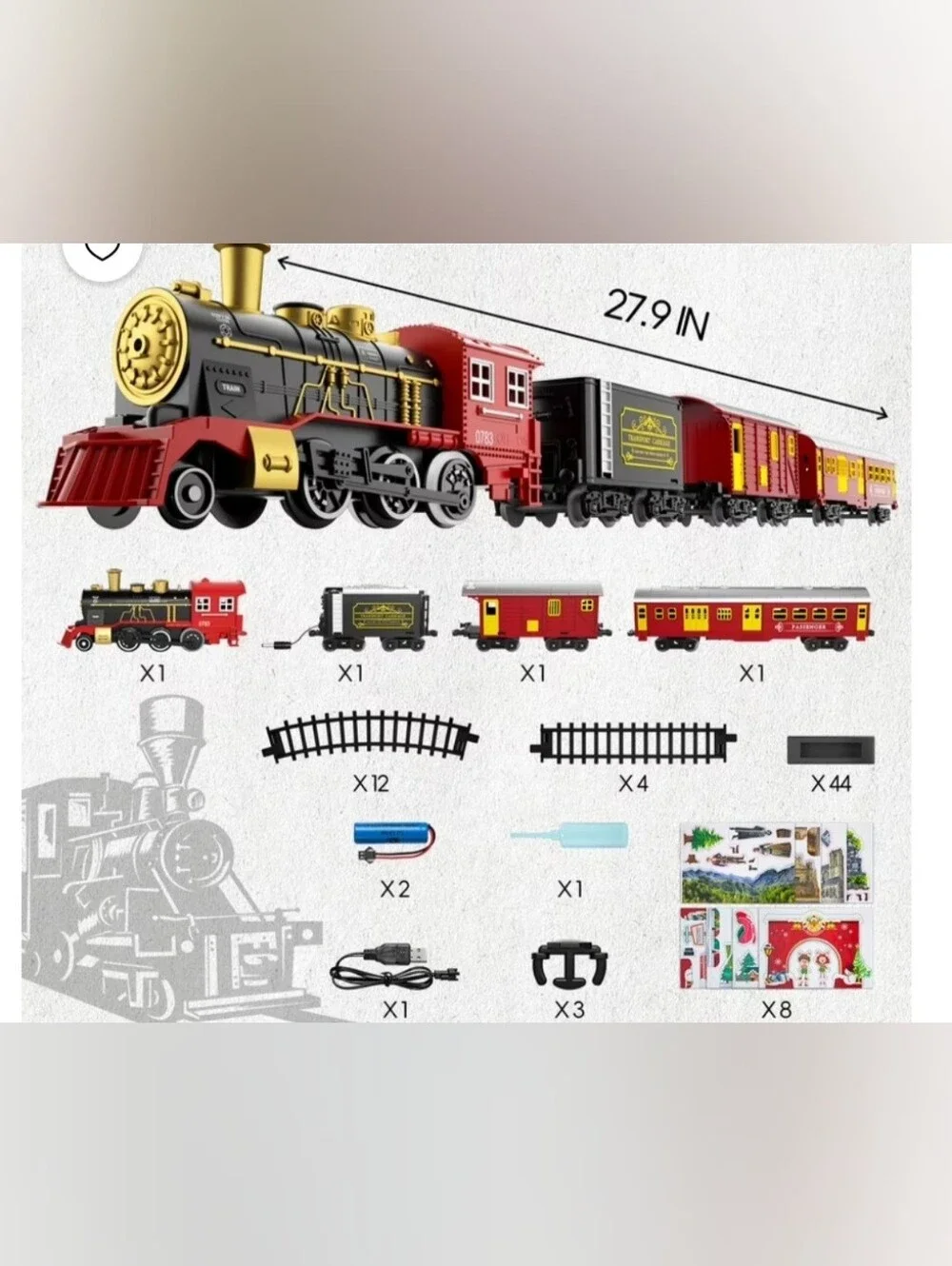 Electric Train Steam Engine Musical Christmas Tree Decor Animated New